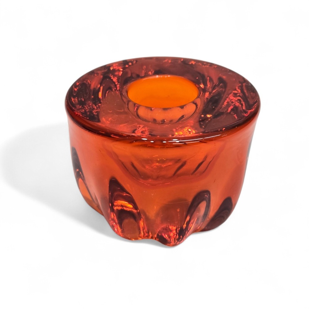 Vintage 1960's Viking Glass Orange Candle Holder Persimmon‎ 2"